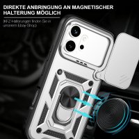 Outdoor Panzer Hülle für Honor 600 / 600 Pro Handyhülle mit Slide Kameraschutz Ringhalter Silber