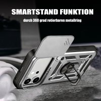 Outdoor Panzer Hülle für Honor 600 / 600 Pro Handyhülle mit Slide Kameraschutz Ringhalter Silber