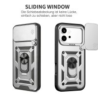 Outdoor Panzer Hülle für Honor 600 / 600 Pro Handyhülle mit Slide Kameraschutz Ringhalter Silber