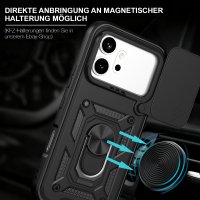 Outdoor Panzer Hülle für Honor 600 / 600 Pro Handyhülle mit Slide Kameraschutz Ringhalter Schwarz
