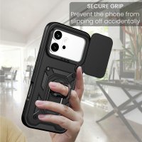 Outdoor Panzer Hülle für Honor 600 / 600 Pro Handyhülle mit Slide Kameraschutz Ringhalter Schwarz
