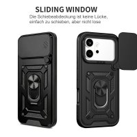 Outdoor Panzer Hülle für Honor 600 / 600 Pro Handyhülle mit Slide Kameraschutz Ringhalter Schwarz