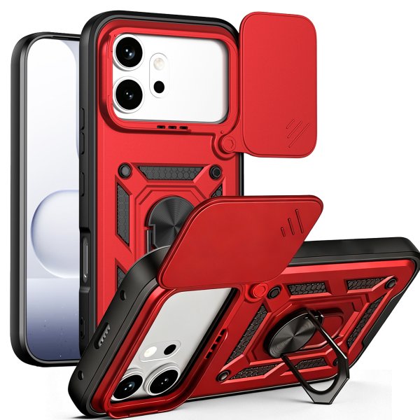 Outdoor Panzer Hülle für Honor 600 / 600 Pro Handyhülle mit Slide Kameraschutz Ringhalter Rot