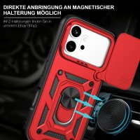 Outdoor Panzer Hülle für Honor 600 / 600 Pro Handyhülle mit Slide Kameraschutz Ringhalter Rot