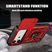 Outdoor Panzer Hülle für Honor 600 / 600 Pro Handyhülle mit Slide Kameraschutz Ringhalter Rot