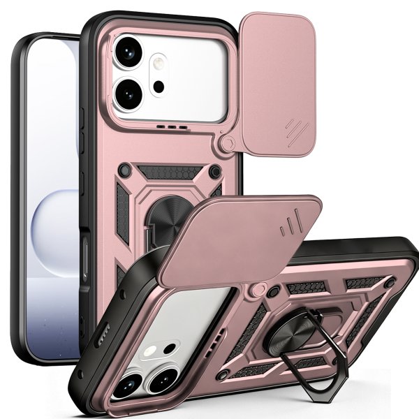 Outdoor Panzer Hülle für Honor 600 / 600 Pro Handyhülle mit Slide Kameraschutz Ringhalter Rosegold
