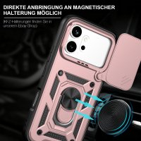 Outdoor Panzer Hülle für Honor 600 / 600 Pro Handyhülle mit Slide Kameraschutz Ringhalter Rosegold