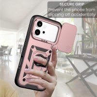 Outdoor Panzer Hülle für Honor 600 / 600 Pro Handyhülle mit Slide Kameraschutz Ringhalter Rosegold