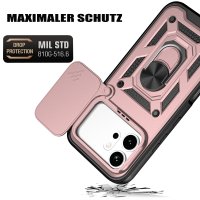 Outdoor Panzer Hülle für Honor 600 / 600 Pro Handyhülle mit Slide Kameraschutz Ringhalter Rosegold