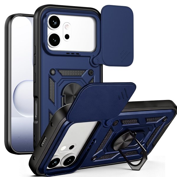 Outdoor Panzer Hülle für Honor 600 / 600 Pro Handyhülle mit Slide Kameraschutz Ringhalter Blau