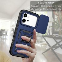 Outdoor Panzer Hülle für Honor 600 / 600 Pro Handyhülle mit Slide Kameraschutz Ringhalter Blau