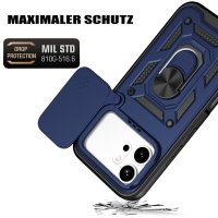 Outdoor Panzer Hülle für Honor 600 / 600 Pro Handyhülle mit Slide Kameraschutz Ringhalter Blau