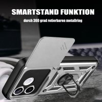 Outdoor Panzer Hülle für Honor 600 Lite Handyhülle mit Slide Kameraschutz Ringhalter Silber