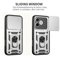Outdoor Panzer Hülle für Honor 600 Lite Handyhülle mit Slide Kameraschutz Ringhalter Silber