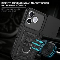 Outdoor Panzer Hülle für Honor 600 Lite Handyhülle mit Slide Kameraschutz Ringhalter Schwarz