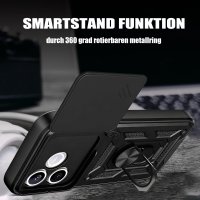 Outdoor Panzer Hülle für Honor 600 Lite Handyhülle mit Slide Kameraschutz Ringhalter Schwarz