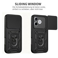 Outdoor Panzer Hülle für Honor 600 Lite Handyhülle mit Slide Kameraschutz Ringhalter Schwarz
