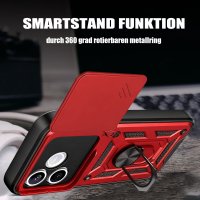 Outdoor Panzer Hülle für Honor 600 Lite Handyhülle mit Slide Kameraschutz Ringhalter Rot
