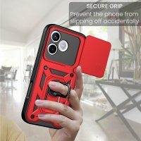 Outdoor Panzer Hülle für Honor 600 Lite Handyhülle mit Slide Kameraschutz Ringhalter Rot