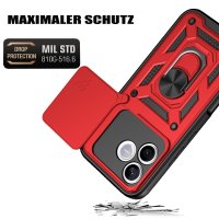 Outdoor Panzer Hülle für Honor 600 Lite Handyhülle mit Slide Kameraschutz Ringhalter Rot