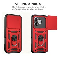 Outdoor Panzer Hülle für Honor 600 Lite Handyhülle mit Slide Kameraschutz Ringhalter Rot