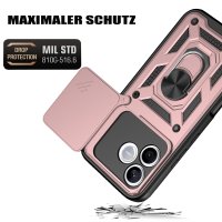 Outdoor Panzer Hülle für Honor 600 Lite Handyhülle mit Slide Kameraschutz Ringhalter Rosegold