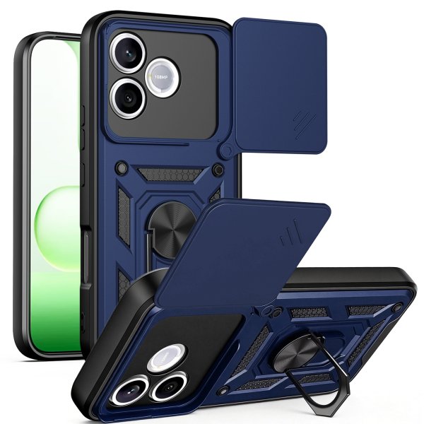 Outdoor Panzer Hülle für Honor 600 Lite Handyhülle mit Slide Kameraschutz Ringhalter Blau