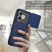 Outdoor Panzer Hülle für Honor 600 Lite Handyhülle mit Slide Kameraschutz Ringhalter Blau