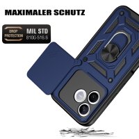 Outdoor Panzer Hülle für Honor 600 Lite Handyhülle mit Slide Kameraschutz Ringhalter Blau