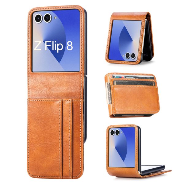 Hülle für Samsung Galaxy Z Flip 8 - Handyhülle Schutzhülle Flip Case Etui Braun