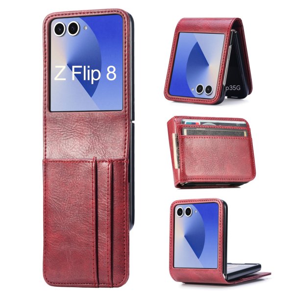 Hülle für Samsung Galaxy Z Flip 8 - Handyhülle Schutzhülle Flip Case Etui Weinrot