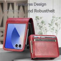 Hülle für Samsung Galaxy Z Flip 8 - Handyhülle Schutzhülle Flip Case Etui Weinrot