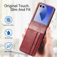 Hülle für Samsung Galaxy Z Flip 8 - Handyhülle Schutzhülle Flip Case Etui Weinrot