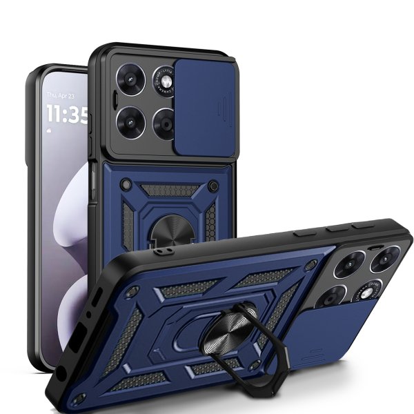 Outdoor Panzer Hülle für Motorola Moto G87 Kameraschutz Ring Case Stoßfest Blau
