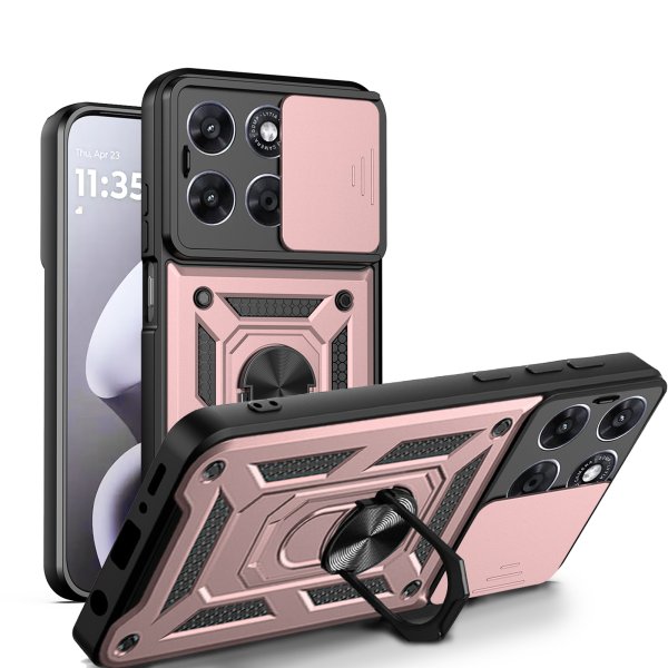 Outdoor Panzer Hülle für Motorola Moto G87 Kameraschutz Ring Case Stoßfest Rosegold