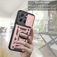Outdoor Panzer Hülle für Motorola Moto G87 Kameraschutz Ring Case Stoßfest Rosegold