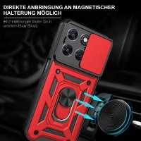 Outdoor Panzer Hülle für Motorola Moto G87 Kameraschutz Ring Case Stoßfest Rot