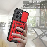 Outdoor Panzer Hülle für Motorola Moto G87 Kameraschutz Ring Case Stoßfest Rot
