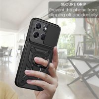 Outdoor Panzer Hülle für Motorola Moto G87 Kameraschutz Ring Case Stoßfest Schwarz