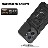 Outdoor Panzer Hülle für Motorola Moto G87 Kameraschutz Ring Case Stoßfest Schwarz