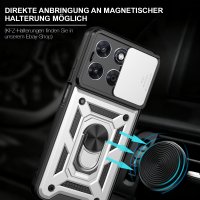 Outdoor Panzer Hülle für Motorola Moto G87 Kameraschutz Ring Case Stoßfest Silber