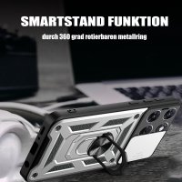 Outdoor Panzer Hülle für Motorola Moto G87 Kameraschutz Ring Case Stoßfest Silber