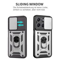 Outdoor Panzer Hülle für Motorola Moto G87 Kameraschutz Ring Case Stoßfest Silber