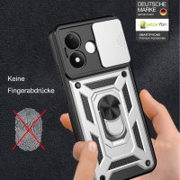 Outdoor Hülle Xiaomi Redmi Note 17 Pro 5G Handyhülle Kameraschutz Ringhalter Silber