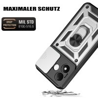 Outdoor Hülle Xiaomi Redmi Note 17 Pro 5G Handyhülle Kameraschutz Ringhalter Silber