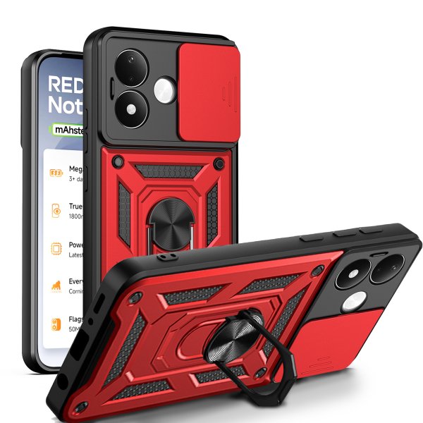 Outdoor Hülle Xiaomi Redmi Note 17 Pro 5G Handyhülle Kameraschutz Ringhalter Rot