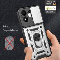 Outdoor Panzer Hülle für Honor 600 Smart Handyhülle mit Slide Kameraschutz Ringhalter Silber