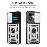 Outdoor Panzer Hülle für Honor 600 Smart Handyhülle mit Slide Kameraschutz Ringhalter Silber