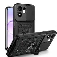 Outdoor Panzer Hülle für Honor 600 Smart Handyhülle mit Slide Kameraschutz Ringhalter Schwarz