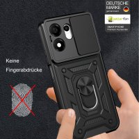 Outdoor Panzer Hülle für Honor 600 Smart Handyhülle mit Slide Kameraschutz Ringhalter Schwarz